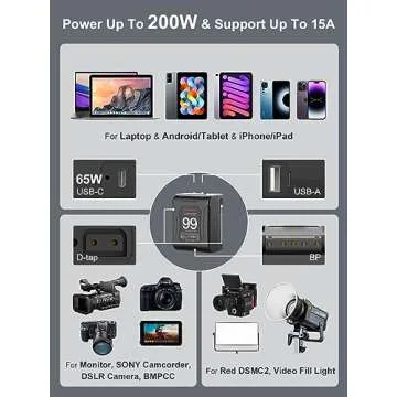 V Mount Battery, Moman Mini V-Lock Mount Power 99Wh 15A Up to 200W Draw with Dual D-Tap & USB Outputs for BMPCC 4k 6k Camcorders Cameras LED Lights, V-Mount-Battery-Dtap-Mini