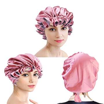 Satin Night Sleep Cap - Adjustable & Reversible Bonnet