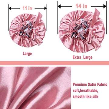 Satin Night Sleep Cap - Adjustable & Reversible Bonnet