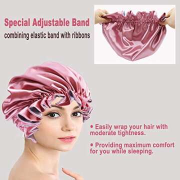 Satin Night Sleep Cap - Adjustable & Reversible Bonnet