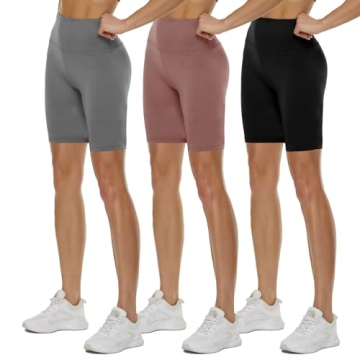 3 Pack High Waisted Biker Shorts for Women – 3" 5" 8" Black Workout Yoga Compression Shorts for Ru...