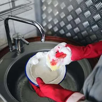 HINSOCHA 3 Pairs Nitrile Cleaning Gloves - Latex Free & Reusable