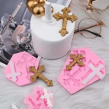 3 Pcs Silicone Cross Molds for Cakes and Crafts