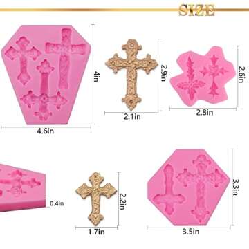 3 Pcs Silicone Cross Molds for Cakes and Crafts
