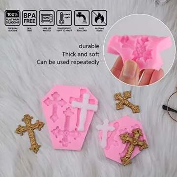 3 Pcs Silicone Cross Molds for Cakes and Crafts