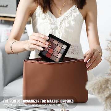 FERYES Silicone Makeup Bag, YKK Zipper Cosmetic Bag for Women, Slim Toiletry Bag for Traveling, Anti...