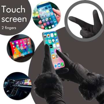 Vagasi Women Touch Screen Gloves, Fleece Lined Winter Gloves for Ladies, Thermal Suede Gloves Fur Cu...
