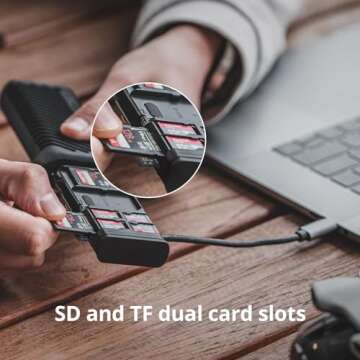 PGYTECH Createmate CFexpress Type A/B Card Reader 12 in 1 Card Case USB3.2 Gen 2 10Gbps SD Card Reader for Photographers (Green, for SD/Micro SD)