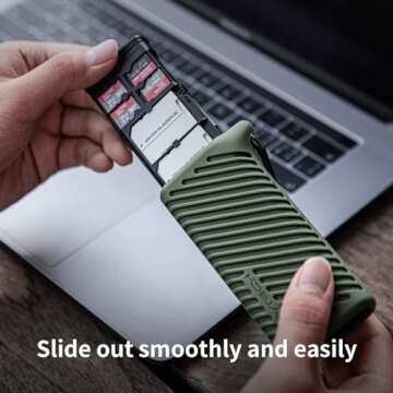 PGYTECH Createmate CFexpress Type A/B Card Reader 12 in 1 Card Case USB3.2 Gen 2 10Gbps SD Card Reader for Photographers (Green, for SD/Micro SD)