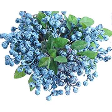 TBUY ROSE Fake Artificial Blueberries Blueberry Flowers for Home and Event Decor (Blue, 20 Pack)