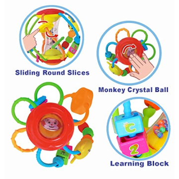 HOLA Baby Rattle Ball for Infants 0-12 Months, Safe and Fun