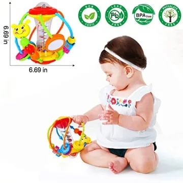 HOLA Baby Rattle Ball for Infants 0-12 Months, Safe and Fun