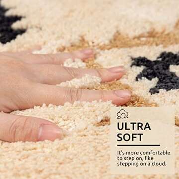 DEXDE Boho Bathroom Rugs Cream Beige Bath Mat Non Slip Moroccan Geometric Bath Rug Luxury Soft Absorbent Carpet for Bathroom Shower Kitchen Entryway Farmhouse Neutral Decor 20x32