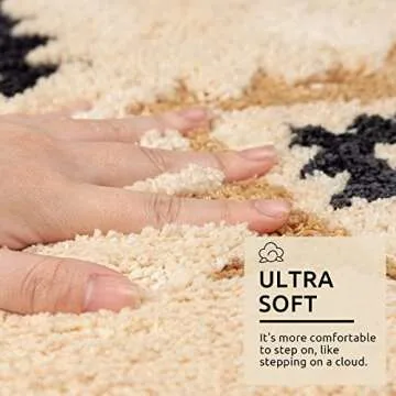 DEXDE Boho Bathroom Rugs Cream Beige Bath Mat Non Slip Moroccan Geometric Bath Rug Luxury Soft Absorbent Carpet for Bathroom Shower Kitchen Entryway Farmhouse Neutral Decor 20x32