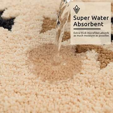 DEXDE Boho Bathroom Rugs Cream Beige Bath Mat Non Slip Moroccan Geometric Bath Rug Luxury Soft Absorbent Carpet for Bathroom Shower Kitchen Entryway Farmhouse Neutral Decor 20x32