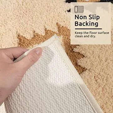 DEXDE Boho Bathroom Rugs Cream Beige Bath Mat Non Slip Moroccan Geometric Bath Rug Luxury Soft Absorbent Carpet for Bathroom Shower Kitchen Entryway Farmhouse Neutral Decor 20x32