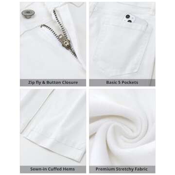 GRAPENT Womens Capris Wide Leg Trouser Pants for Women Wide Leg Cropped Jeans Pants Women Cute Outfits Denim Capris Women's Pants Woman Pants Women's Clothes Color Off White XX-Large Size 20 Size 22