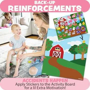 Potty Time Adventures Toddler Potty Training Chart by Lil ADVENTS - 14 Wood Blocks / Stacking Block Toys - Potty Training Advent Game - Behavior Reward Chart, Stickers & Activity Board - Farm Animals