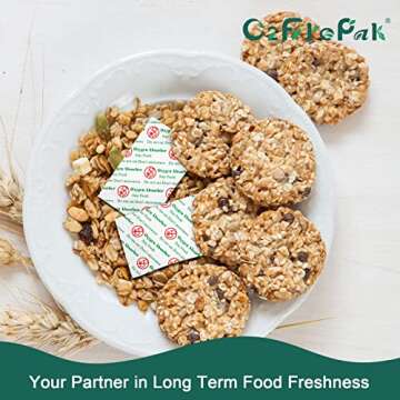 O2frepak 200CC(100-Pack) Food Grade Oxygen Absorbers Packets For Food Storage,Oxygen Absorbers Storage Packets With Oxygen Indicator In Vacuum Bag And 3 Times Oxygen Absorption Capacity