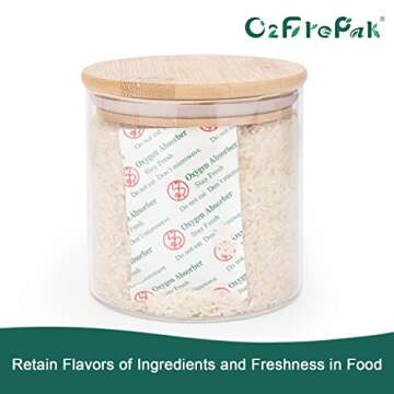 O2frepak 200CC(100-Pack) Food Grade Oxygen Absorbers Packets For Food Storage,Oxygen Absorbers Storage Packets With Oxygen Indicator In Vacuum Bag And 3 Times Oxygen Absorption Capacity