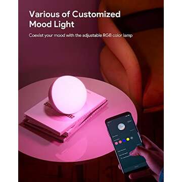 Hifree Smart Table Lamp, Dimmable Desk Lamp with App/Voice Control, LED RGB Color Changing Touch Lamp, Night Light for Bedroom Compatible with Alexa
