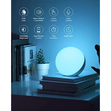 Hifree Smart Table Lamp, Dimmable Desk Lamp with App/Voice Control, LED RGB Color Changing Touch Lamp, Night Light for Bedroom Compatible with Alexa
