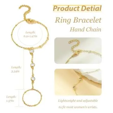 Gold Rhinestone Hand Chain Bracelet for Women Gifts