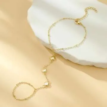 Gold Rhinestone Hand Chain Bracelet for Women Gifts