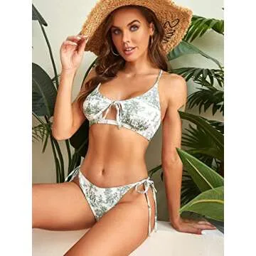 ZAFUL Women's Stylish Adjustable String Bikini Set