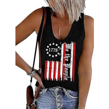 Women We the People 1776 Button V Neck Tank Tops for Fourth of July Fun