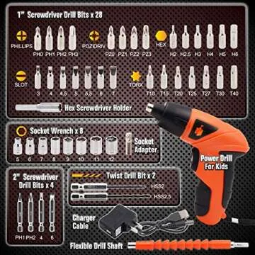 JoyTown Kids Real Power Drill Set - Safe DIY Tool Kit for Children
