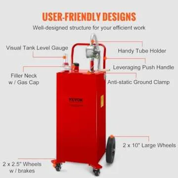 VEVOR 35 Gallon Fuel Caddy Gas Storage Tank on Wheels