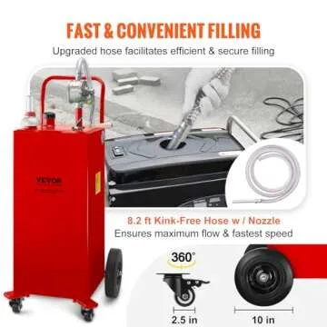 VEVOR 35 Gallon Fuel Caddy Gas Storage Tank on Wheels
