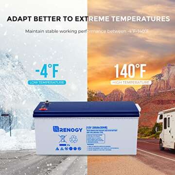 Renogy 12V 200AH Rechargeable Deep Cycle Hybrid GEL Battery for Solar Wind RV Marine Camping UPS Wheelchair Trolling Motor, Maintenance Free, Non Spillable