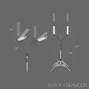 GLAMCOR Elite X Table Top Light Kit: HD Daylight LED Lighting for Lash Techs, Estheticians, & Content Creator Essentials | Adjustable Tripod Led Light & Portable Light with Dual Flexible Arms