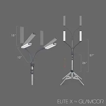 GLAMCOR Elite X Table Top Light Kit: HD Daylight LED Lighting for Lash Techs, Estheticians, & Content Creator Essentials | Adjustable Tripod Led Light & Portable Light with Dual Flexible Arms