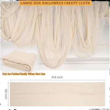 ZYP 315 x 78.7in Halloween Creepy Cloth Beige Spooky Fabric Large Halloween Decorations Gauze Cloth ...