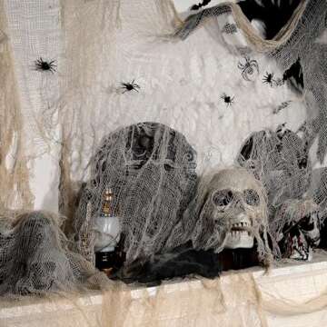 ZYP 315 x 78.7in Halloween Creepy Cloth Beige Spooky Fabric Large Halloween Decorations Gauze Cloth Spooky Giant Cheese Cloth for Halloween Party Supplies Decoration