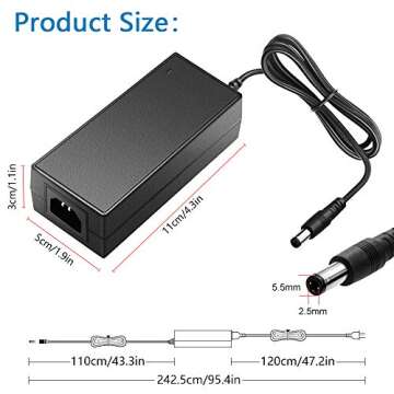 SHNITPWR 12V 5A 60W Power Supply Adapter for LED Strips and More