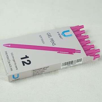U-RIGHT 12 Pcs Gel Ink Pens Black Ink 0.5 mm Fine Point Smooth Writing Cute Pens for Office School (...