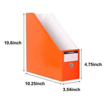 Foldable Desk File Holder Organizer Sturdy Cardboard Magazine Storage Box Document Rack with Blank L...