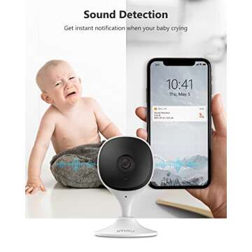 Imou Home Security Camera 2 Pack 1080P Baby Monitor with Night Vision, 2-Way Audio, Human Detection, Sound Detection, Plug in WiFi Indoor Camera Dog Cam with App, 2.4G Wi-Fi Only, Works with Alexa