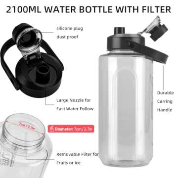 Olerd Half Gallon 64oz Water Bottle with Handle - Perfect for On-the-Go Hydration!