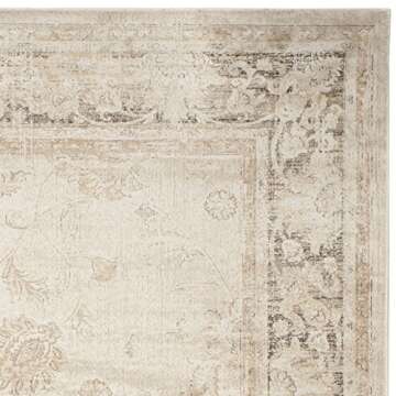 SAFAVIEH Vintage Collection Area Rug - 8' x 10', Stone, Oriental Distressed Viscose Design, Ideal for High Traffic Areas in Living Room, Bedroom (VTG117-440)