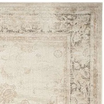 SAFAVIEH Vintage Collection Area Rug - 8' x 10', Stone, Oriental Distressed Viscose Design, Ideal for High Traffic Areas in Living Room, Bedroom (VTG117-440)