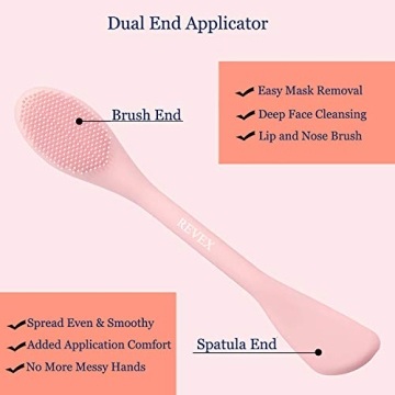 REVEX Silicone Face Mask Applicator,Face Scrubber,2Pcs Mask Applicator Tool for Facial Mud,Facial Cleansing Brushes with Bristles for Makeup Skincare Removal.(Pink+Gray)