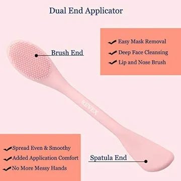 REVEX Silicone Face Mask Applicator,Face Scrubber,2Pcs Mask Applicator Tool for Facial Mud,Facial Cleansing Brushes with Bristles for Makeup Skincare Removal.(Pink+Gray)
