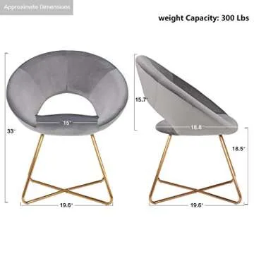 DUHOME Modern Accent Velvet Chairs Dining Chairs Single Sofa Comfy Upholstered Arm Chair Living Room Furniture Mid-Century Leisure Lounge Chairs with Golden Metal Frame Legs Set of 2 Grey