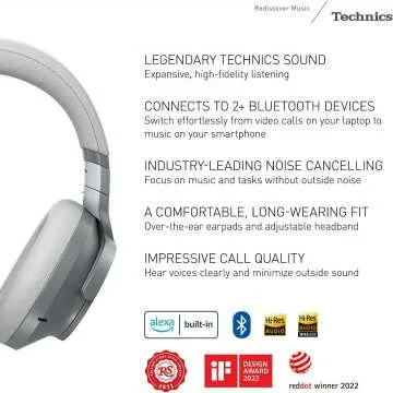 Technics EAH-A800-S Wireless Headphones - 50 Hr Battery