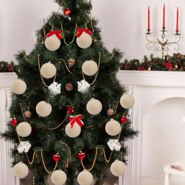 12 Pcs Velvet Christmas Ornaments - Flocked Tree Hanging Balls for Holiday Elegance